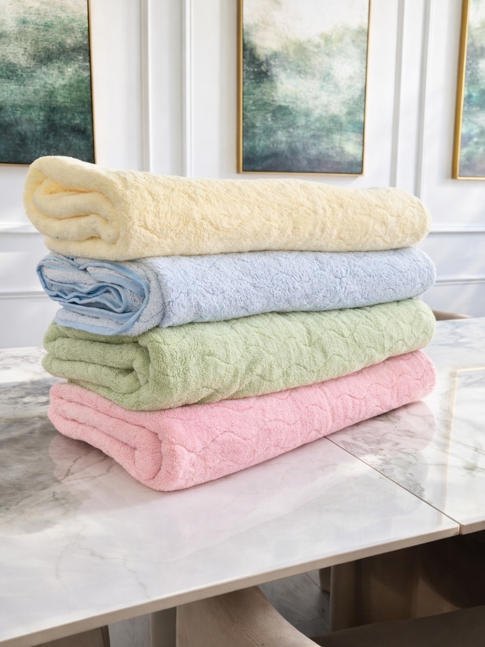 Soft, Oversized, Plush Pastel Beach Towels - Pink, Green, Blue, Yellow